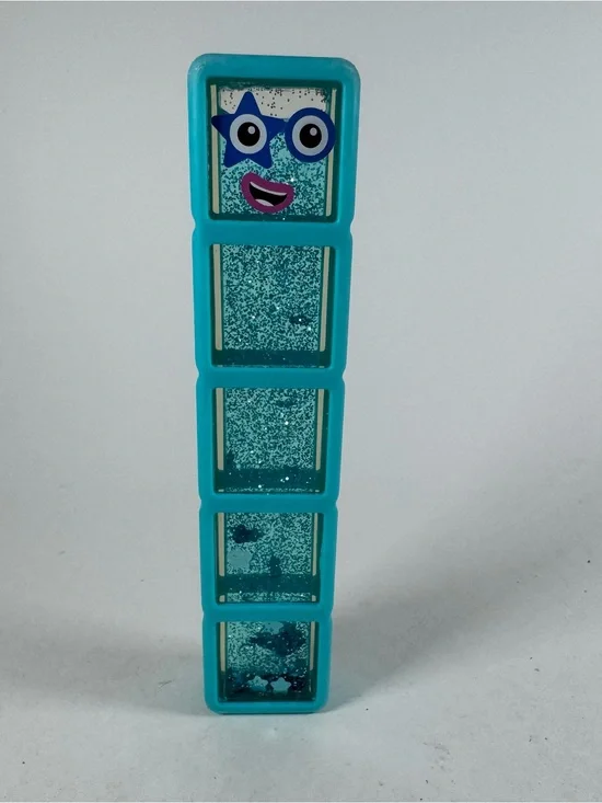 Hand 2 Mind 2024 Alphablocks Number Blocks 5 Teal Blue Rubber Glitter Water 6.5