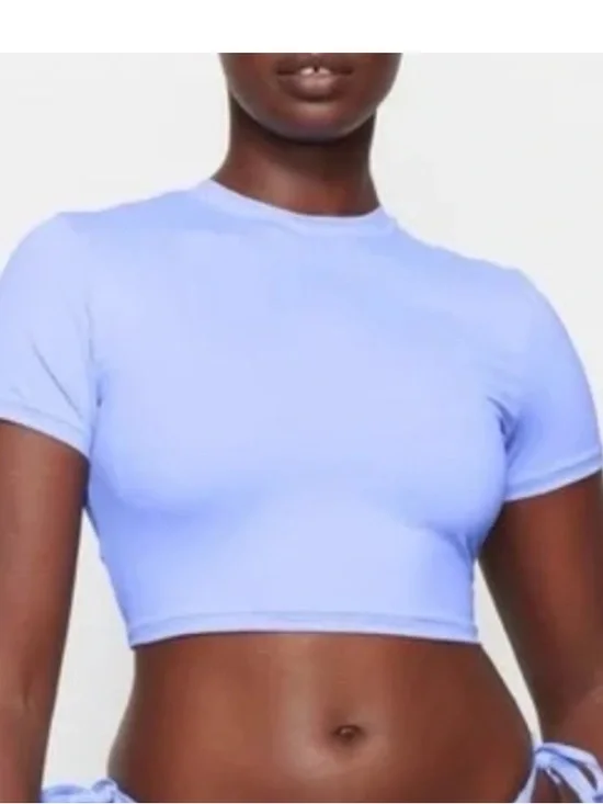 SKIMS Recycled Swim T-Shirt Tee Top Perwinkle Stretch Cropped Coverup 3X