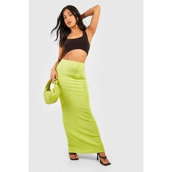 New SKIMS Recycled Swim Cut Out Long Maxi Tube Skirt in Citrus Size Large