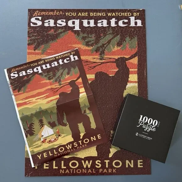 Lantern Press 1000 Piece Puzzle - Yellowstone National Park Sasquatch - Complete
