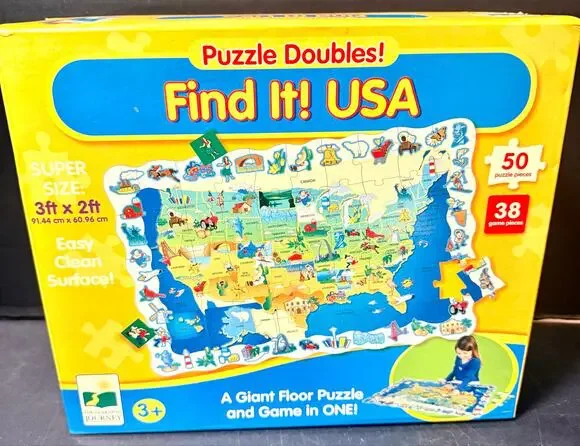 The Learning Journey Puzzle Doubles! Find It! USA giant floor puzzle interactive