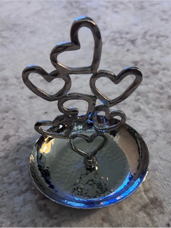 Michael Aram Heart Ring Catch Nickelplate Jewelry Holder 5.5”