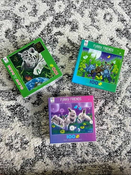 Furry Friends 100-Piece Puzzle - Purple