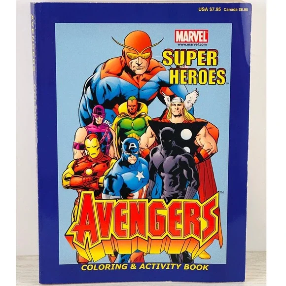 Marvel Avengers Coloring Activity Book 2002‎ Super Heroes Kids Fun Uncolored