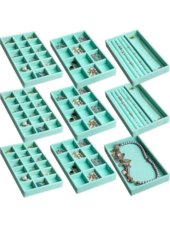 Jewelry Organizer Set of 9 - Stylish Drawer Trays for Storage & Display