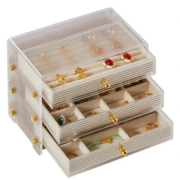 Kaotgot 3 Layer Jewelry Box/Organizer w/ Acrylic, Multi-Function Storage Box NEW