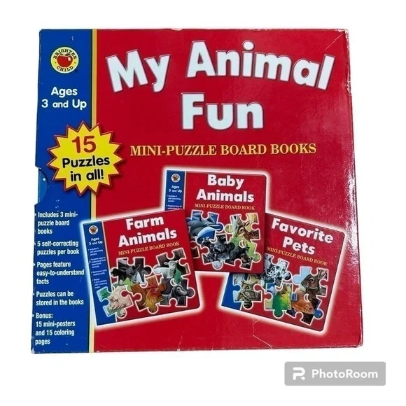 My Animal Fun Puzzle Board Book Set Kids Toddler Baby Learning Brighter Child