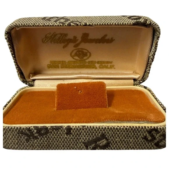 Vintage Kellogg's Jewelers San Bernardino Ring Box Orange Velvet Cream Satin