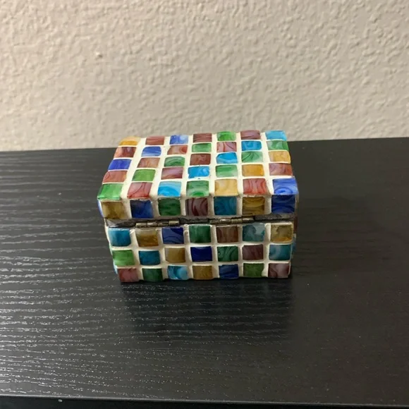 Multicolor Glass Tile Mosaic Trinket Jewelry Box Made In India 2