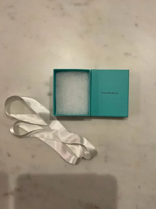 Authentic Tiffany & Co. Empty Blue Gift Box with Cotton Insert & Ribbon