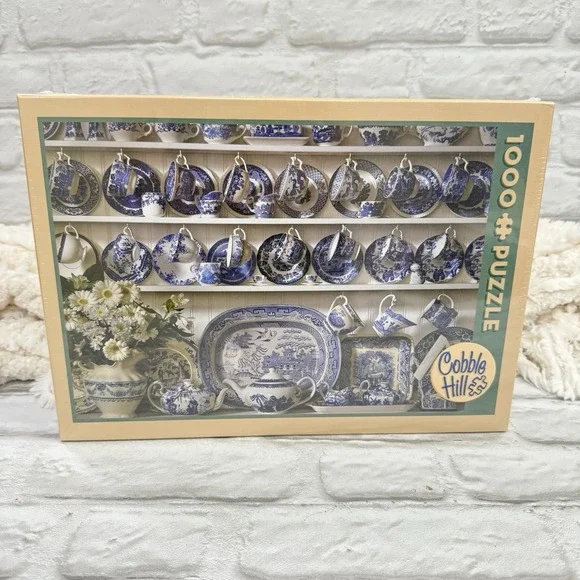 Cobble Hill Jigsaw Puzzles Deluxe 1000 Piece Puzzle TEA‎ CUPS CHINA Hutch - NEW
