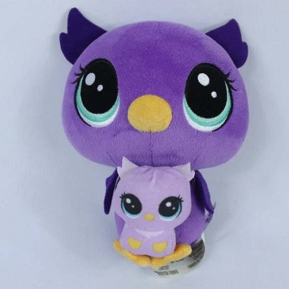 Littlest Pet Shop Plush Pairs Lilac & Owlette Nocturna Owl Purple LPS Hasbro