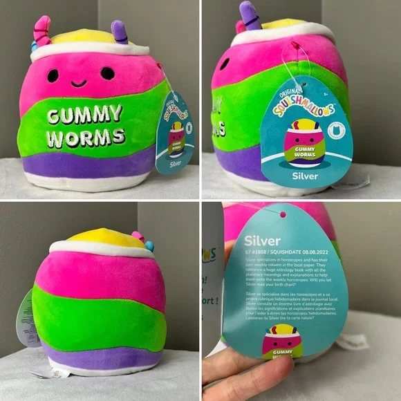 Silver Junk Food Gummy Worms First to Market Squishmallows