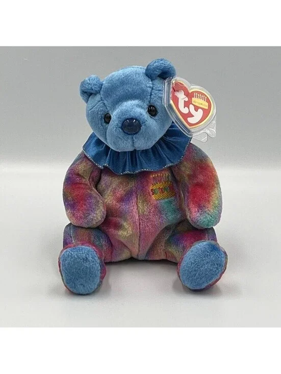 September Birthday Bear Vintage 2001 Ty Beanie Babies Tie Dye MWMT Tag Protector
