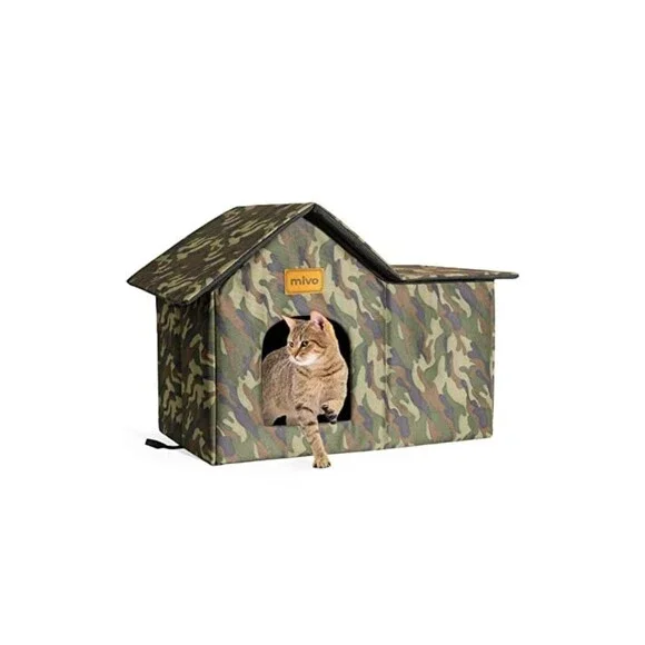 New Mivo Green Camouflage Outdoor Weatherproof Cat House