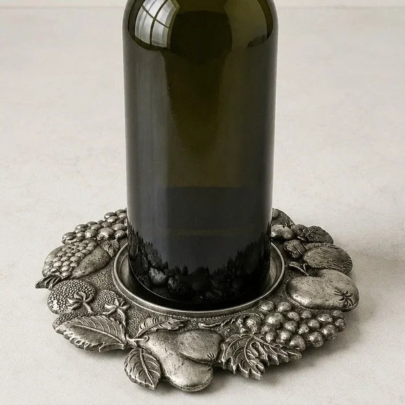 Vintage‎ Italian Pewter Williams Sonoma Fruit Wine Bottle Coaster Grande Cuisine