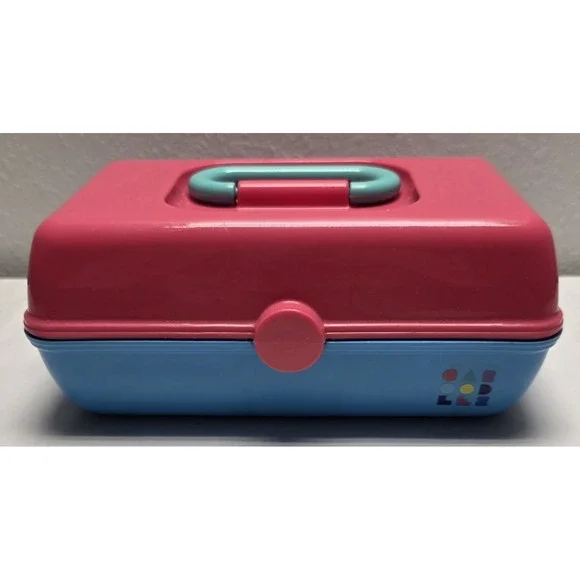 Caboodles‎ Pink/Blue Makeup Organizer Case with Mirror 9x5.5x4
