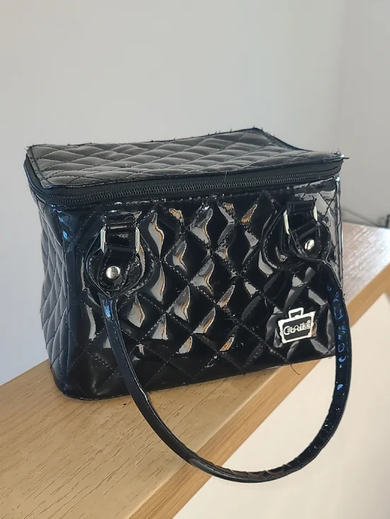 Caboodles Black Quilted Patent Cosmetic Carry Case