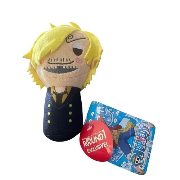 New One Piece Blue Yellow Round 1 Exclusive Kokeshi Plush Doll Luffy Zoro 6