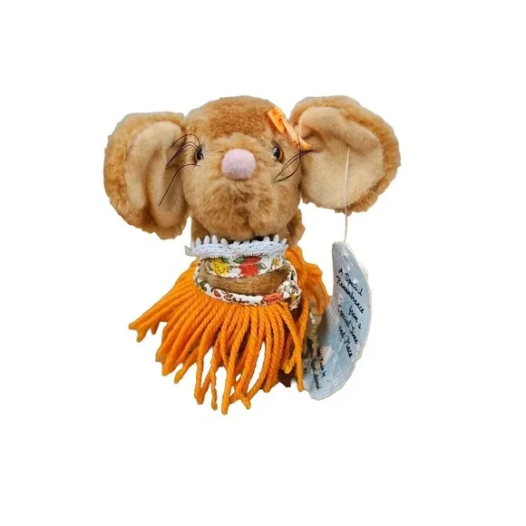 Vintage Kamar Aloha‎ Mouse Plush Toy Adorable W/tags(worn) 6.5