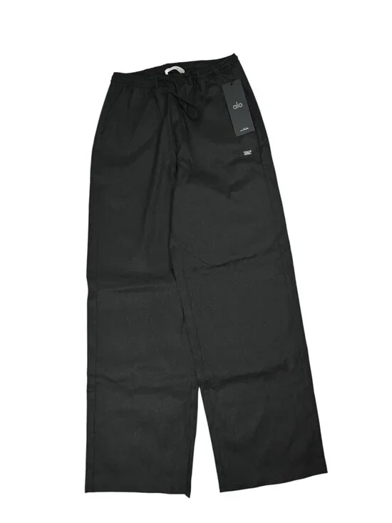 ALO Yoga Linen Blend Riviera Wide Leg Pant W54377P in Black