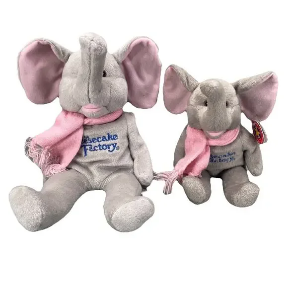 2 Cheesecake Factory Elephant Beanbag Plush 11
