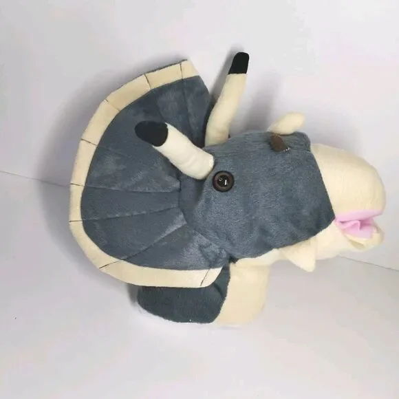 Sherwood‎ Brands Hand Puppet Dinosaur Triceratops 2008 Gray plush 12 inch