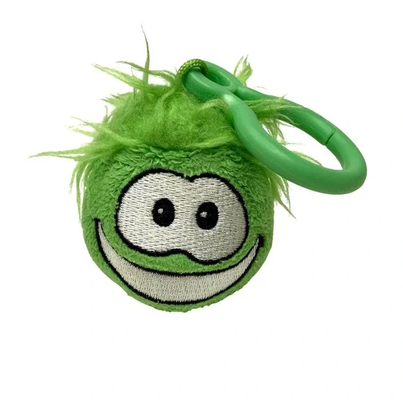 Disney Club Penguin Green‎ Puffle Plush Keychain Jakks Pacific Backpack Clip Toy