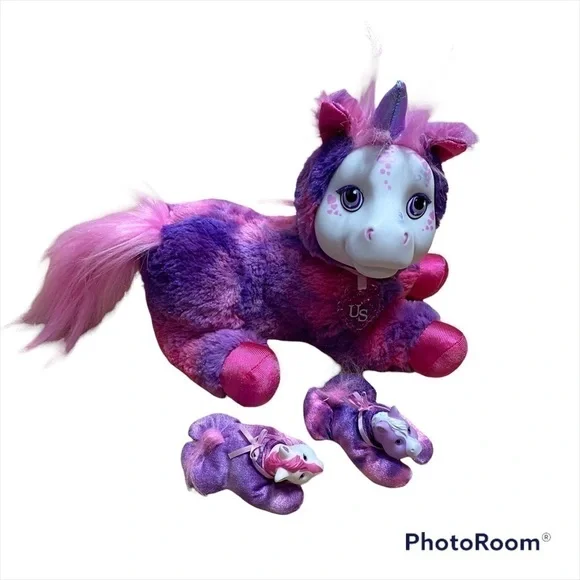 Unicorn Surprise W/ 2 Babies Tie Dye Plush Stuffed Animal Just Play Pink Purple