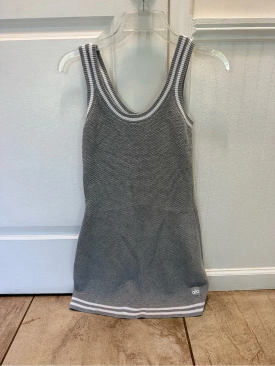 ALO Yoga Grey Ribbed Club Tennis Dress