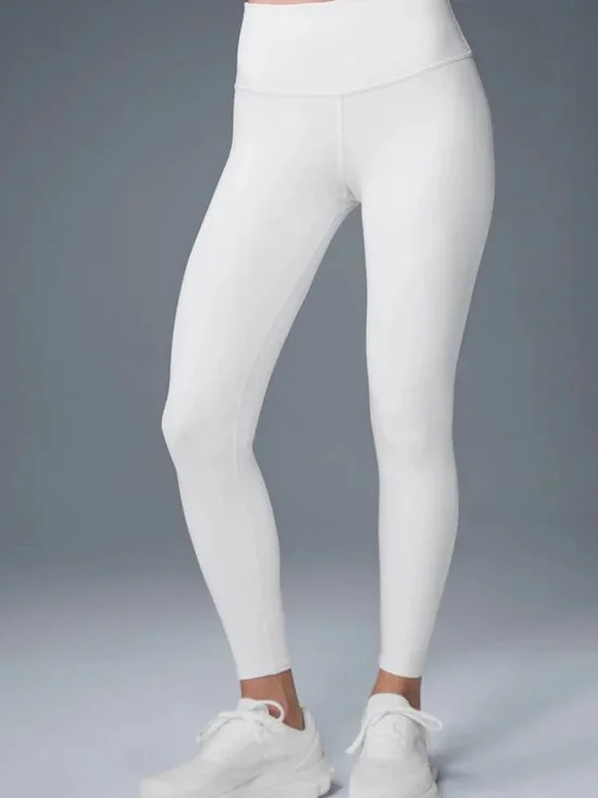 Alo Yoga 7/8 High-Waist Airbrush Legging, White, Size Small