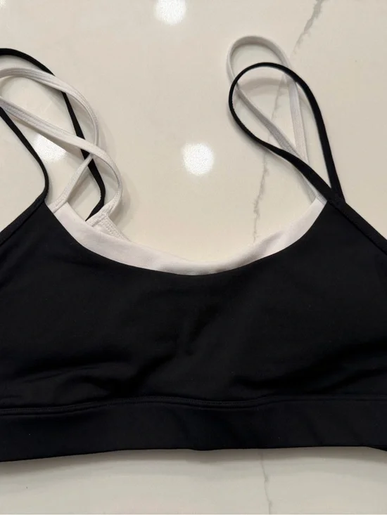 ALO Yoga Black and White Strappy Swim Bralette