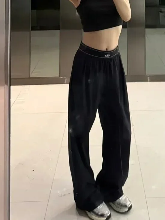 🔥Straight Leg Pants Alo Yoga Suit Up Trouser Black ⚫30-inch Inner Seam Length