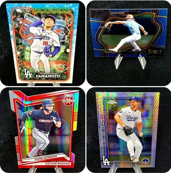 Los Angeles Dodgers Yamamoto, Kershaw, Stone, Rushing RC SP, Serial & Inserts