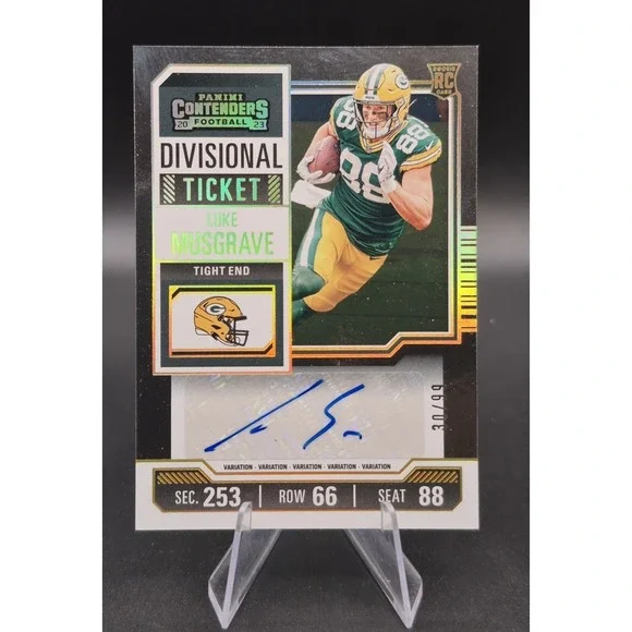 2023 Panini Luke Musgrave 148 Divisional Ticket Auto /99 RC Packers