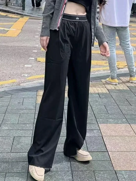Brand New ALO🙇‍♀️Yoga Suit Up Trouser Black Wide Leg 30 Inch🦵Long Legs