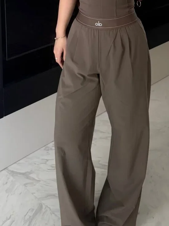 Espresso Brown Alo Yoga Suit Up Trouser(Regular)Wide Leg🦋Brand New