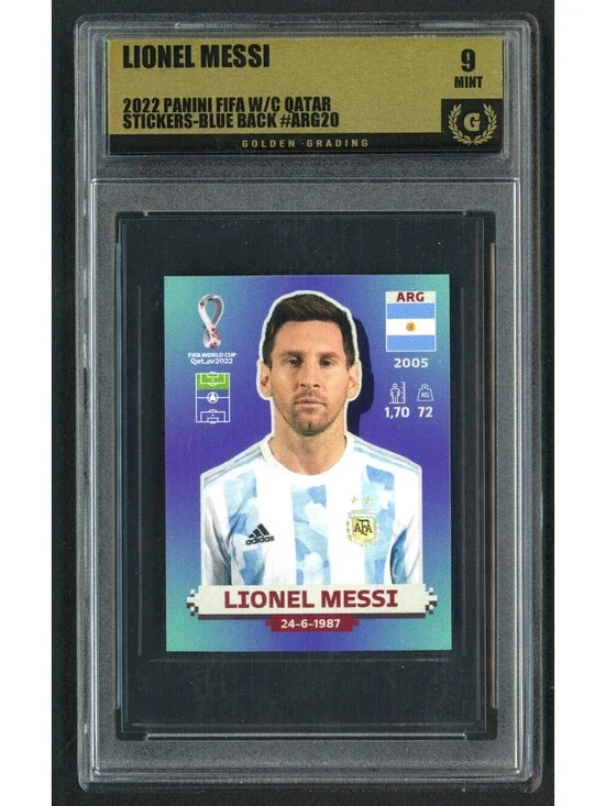 2022 Sticker Panini WC. Qatar #ARG 20 Lionel Messi  Argentina Graded Mint 9