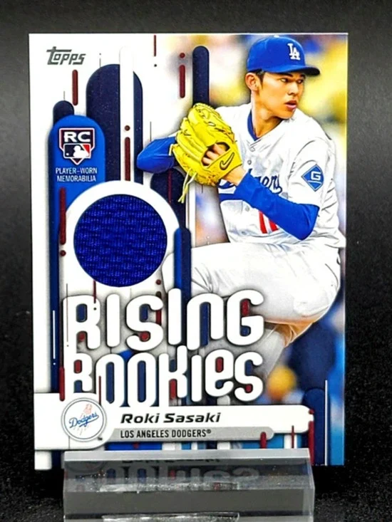 RARE 2025 Roki Sasaki RC Rising Rookies SSP Topps Update Relic Case Hit Dodgers