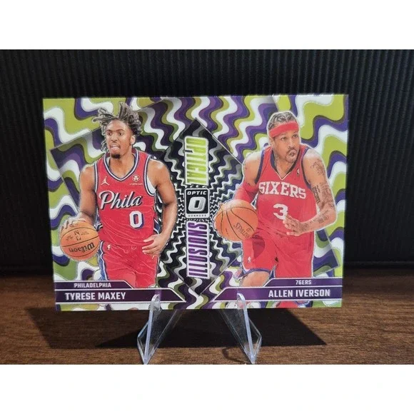 2025 Panini Donruss Optic Tyrese Maxey & Allen Iverson #3 Optical Illusion 76ers