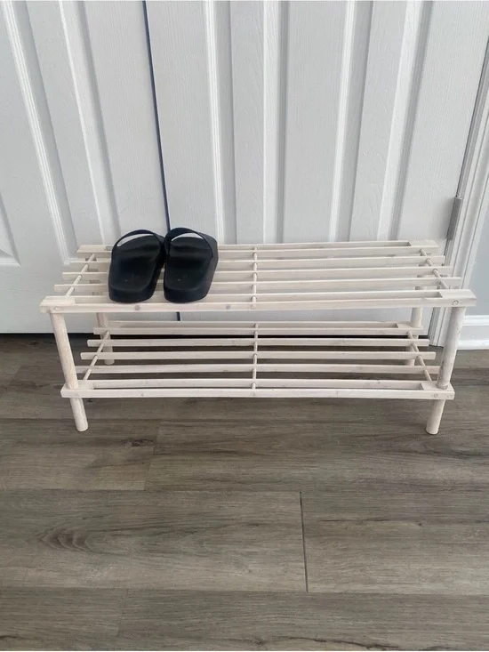 Wooden 2-Tier Shoe Rack Bench - Home Storage & Organization