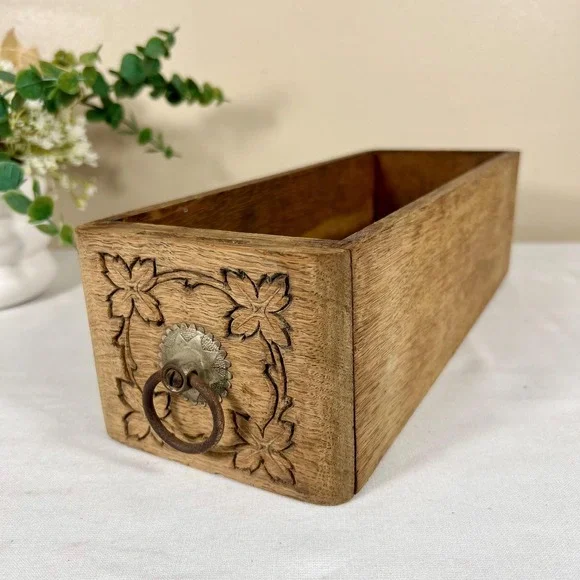Old Antique Wooden Sewing Machine Drawer | Trinket Box | Recipe Box