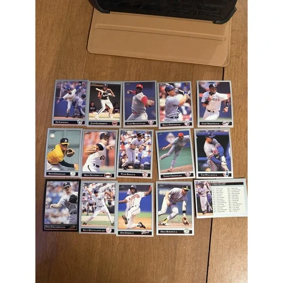 1992 Leaf MLB baseball cards, lot‎ of 14 + checklist