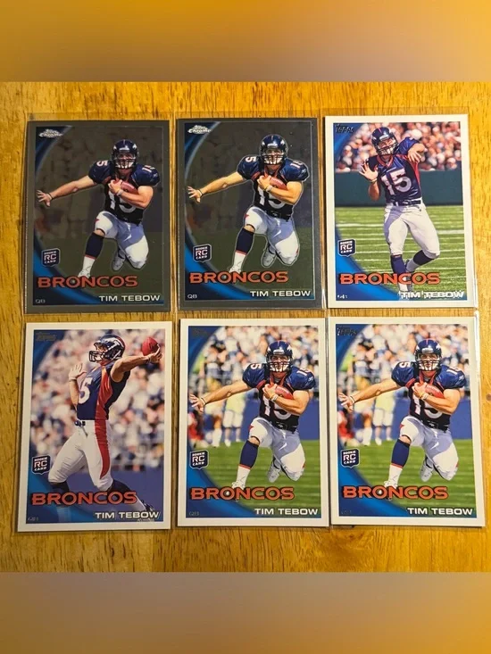 Tim Tebow Rookie Cards Topps Chrome (lot of 6)