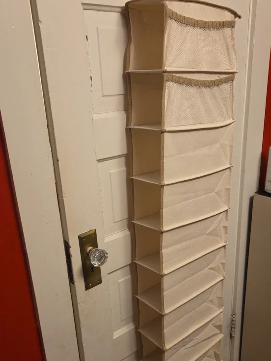 4.5 Ft Tall 10-Shelf Hanging Closet Shoe Organizer - Cream