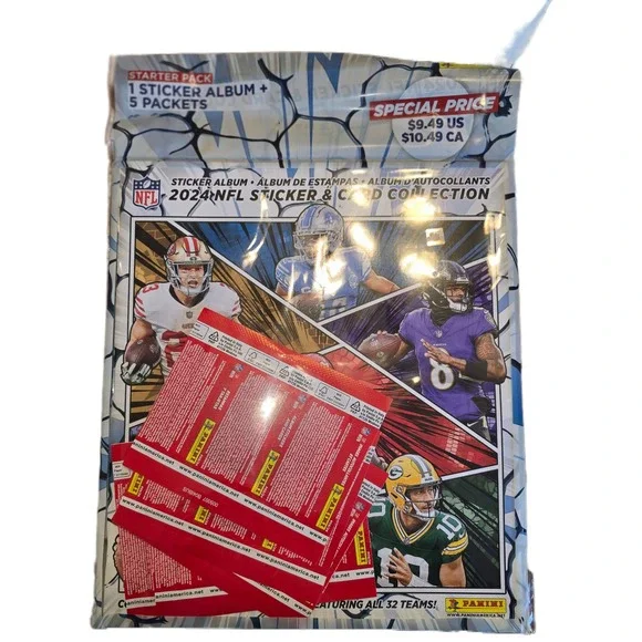 Panini‎ 2024 NFL Sticker and Card Collection Starter Pack Album 5 Sealed Packets