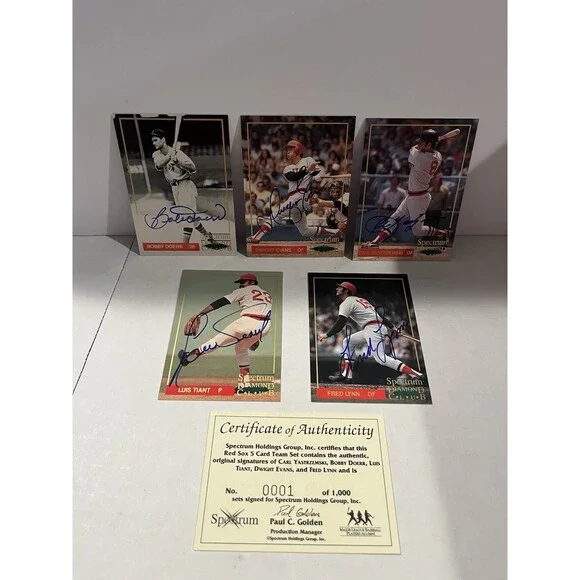 1993 Spectrum Red Sox 5 Auto Set Yastrzemski Doerr Tiant #0001/1000 COA