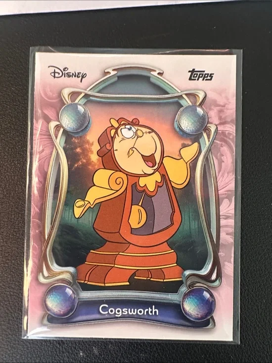 Topps Disney Cogsworth Trading Card - Pink and Orange Accents