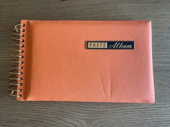 Vintage Buffalo Photo Album Orange Cover with Front Plaque MCM Retro Unused