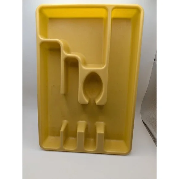 Vtg Rubbermaid Harvest Gold Utensil Flatware Silverware Tray Drawer Organizer